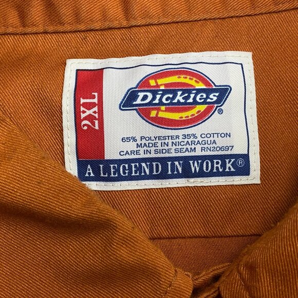 Dickies Mens 2XL Dark Orange Work Shirt Short Sleeve Button-Up Casual Style - Picture 9 of 9